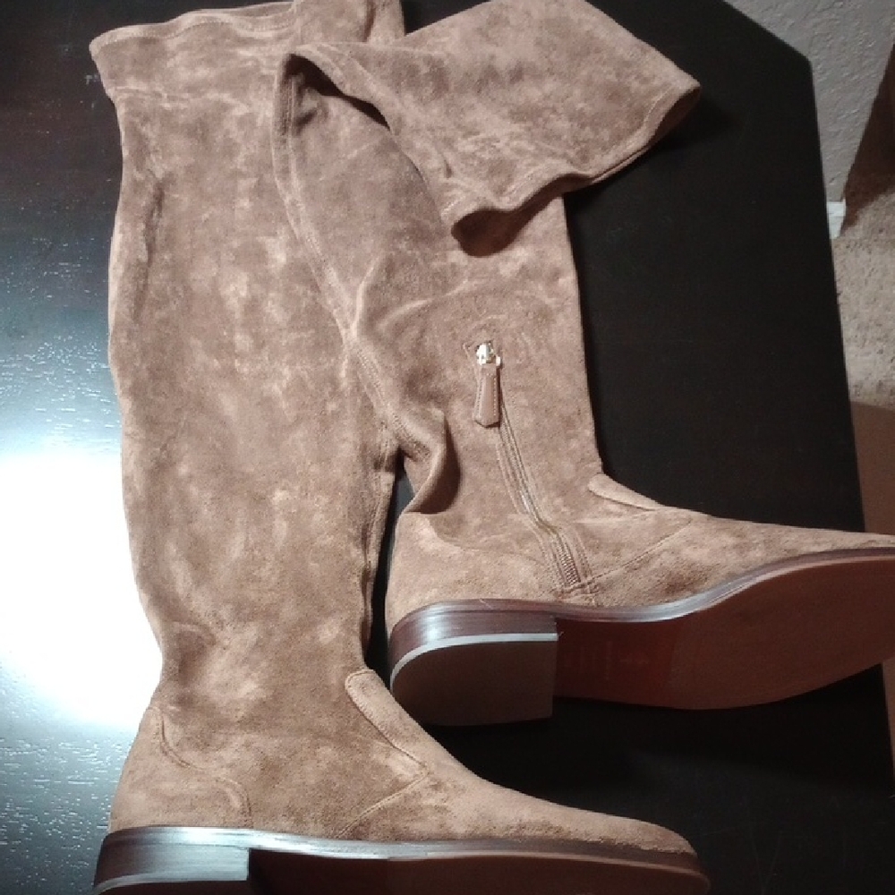 Brown Suede Knee-High Boots